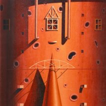 Cylinder Red 2 Oil on canvas / 140 x 68 cm / 1995